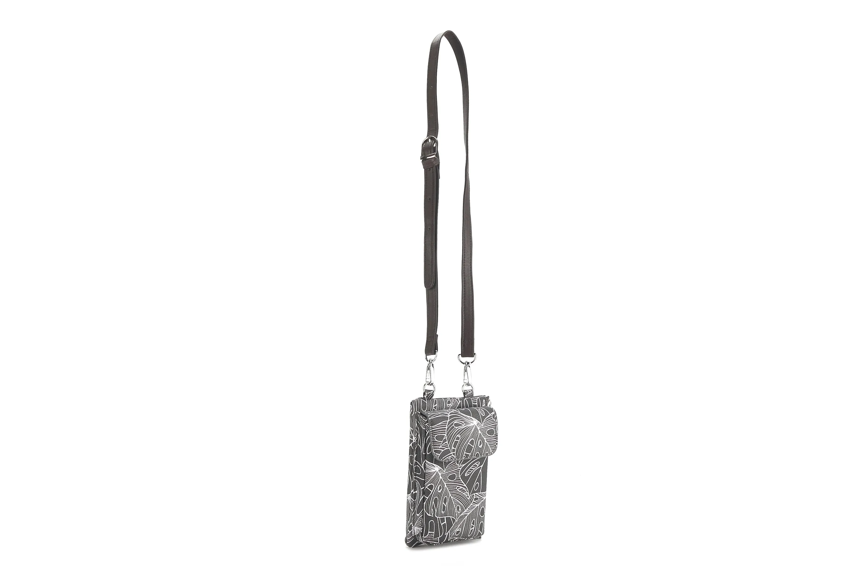 Crossbody Phone Anna Monstera Lines Grey