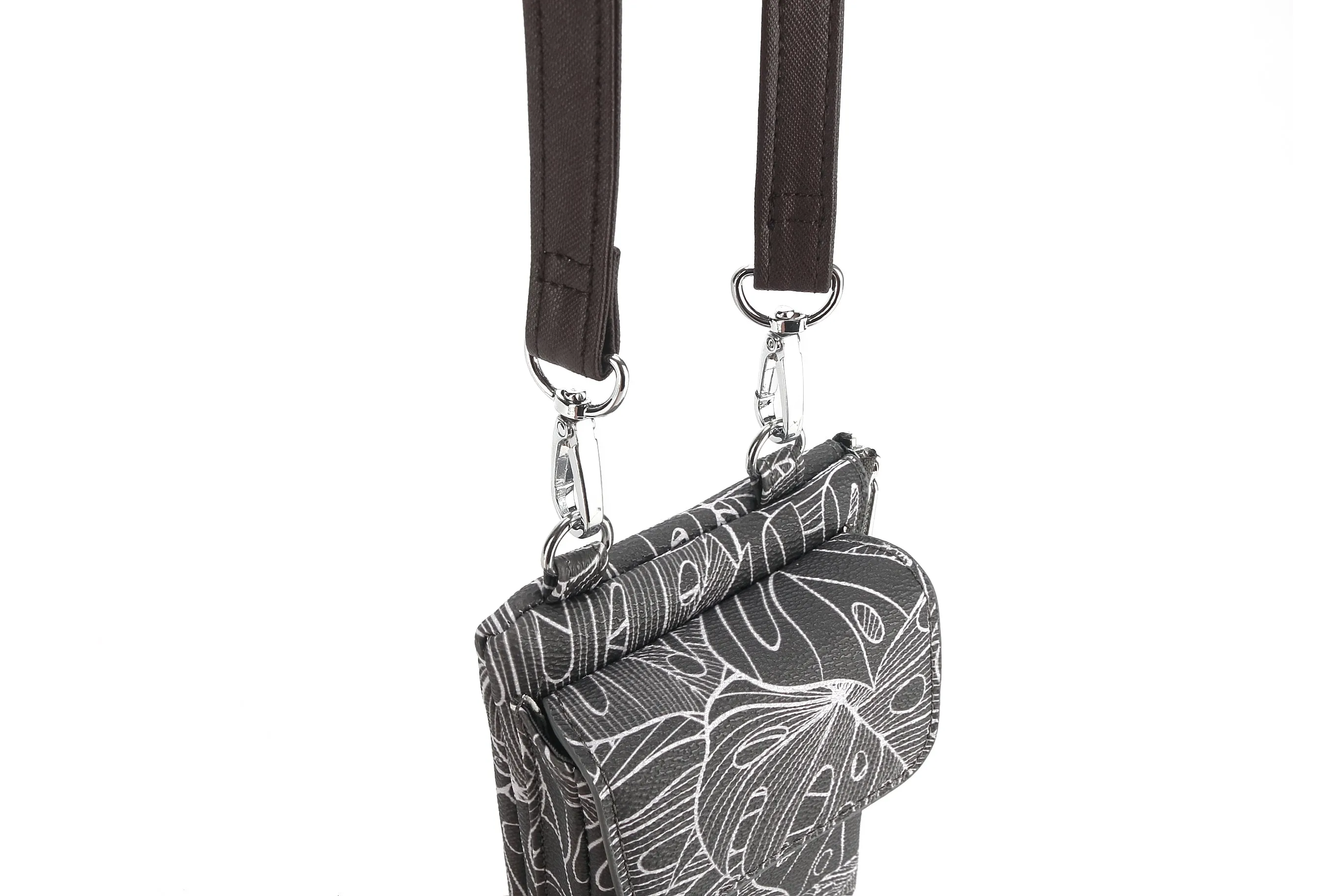 Crossbody Phone Anna Monstera Lines Grey