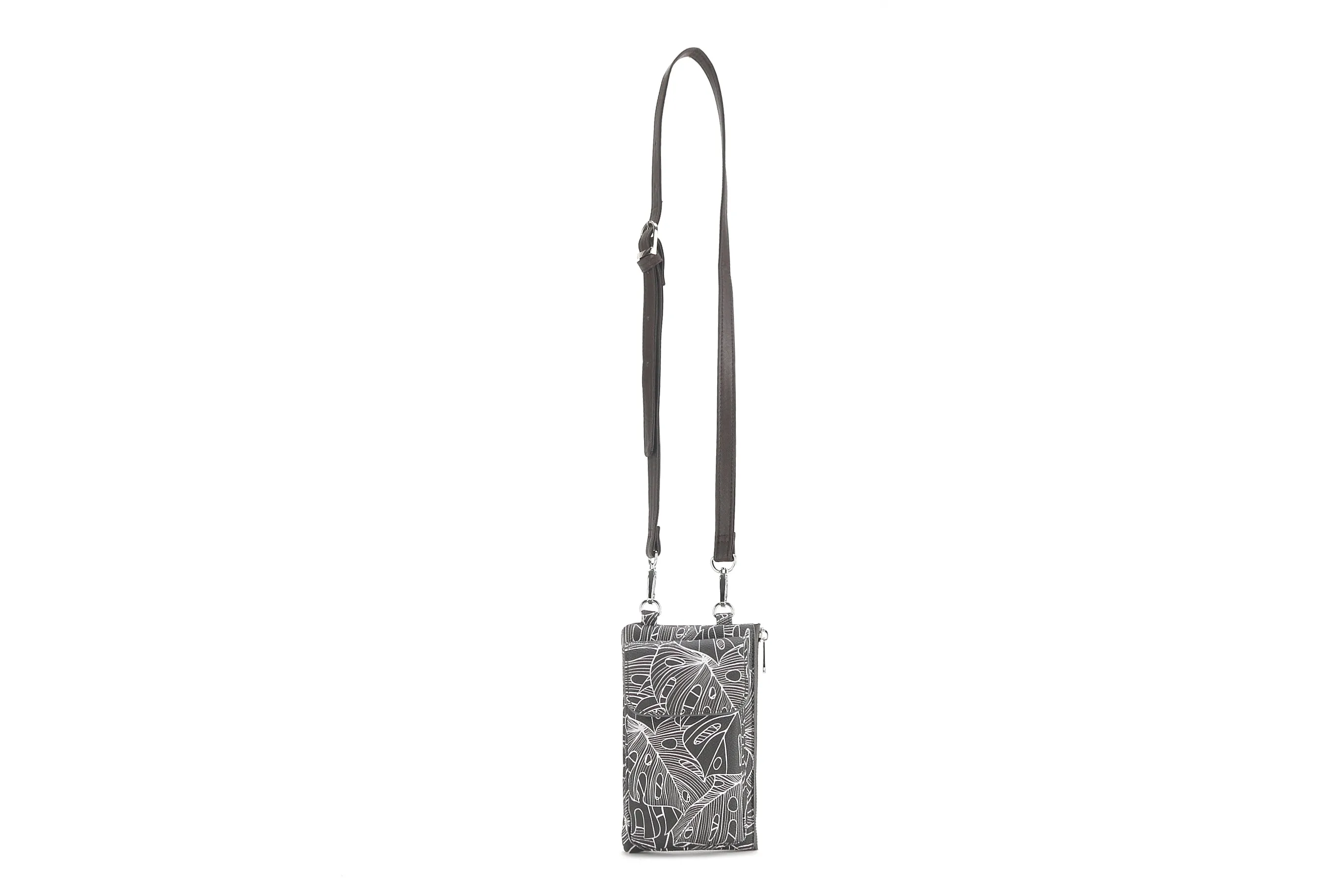 Crossbody Phone Anna Monstera Lines Grey