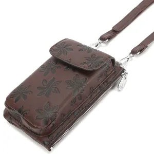 Crossbody Phone Anna Tiare Embossed Brown-Black