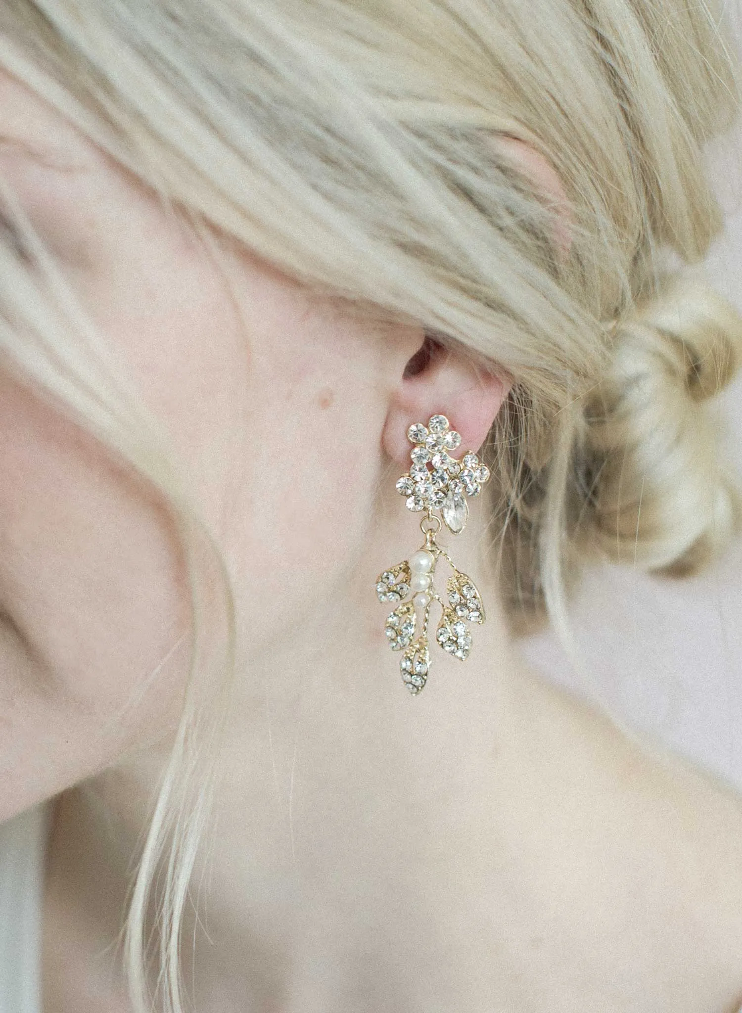 Crystal feather earrings - Style #836