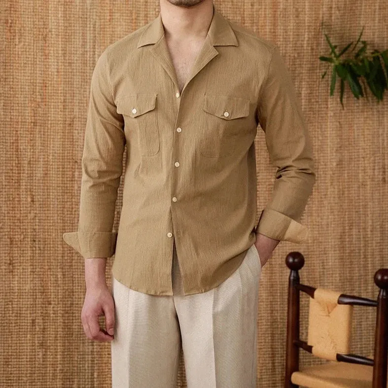 Cuban collar relaxed fit elegant shirt