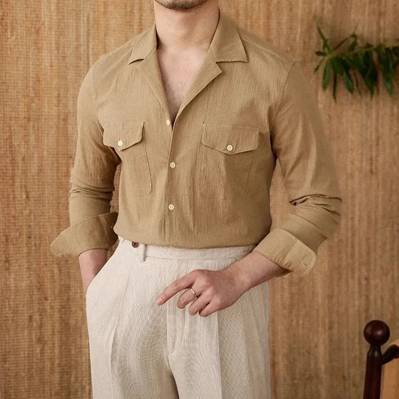 Cuban collar relaxed fit elegant shirt