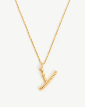 Curly Molten Initial Pendant Necklace - Initial Y | 18ct Gold Vermeil