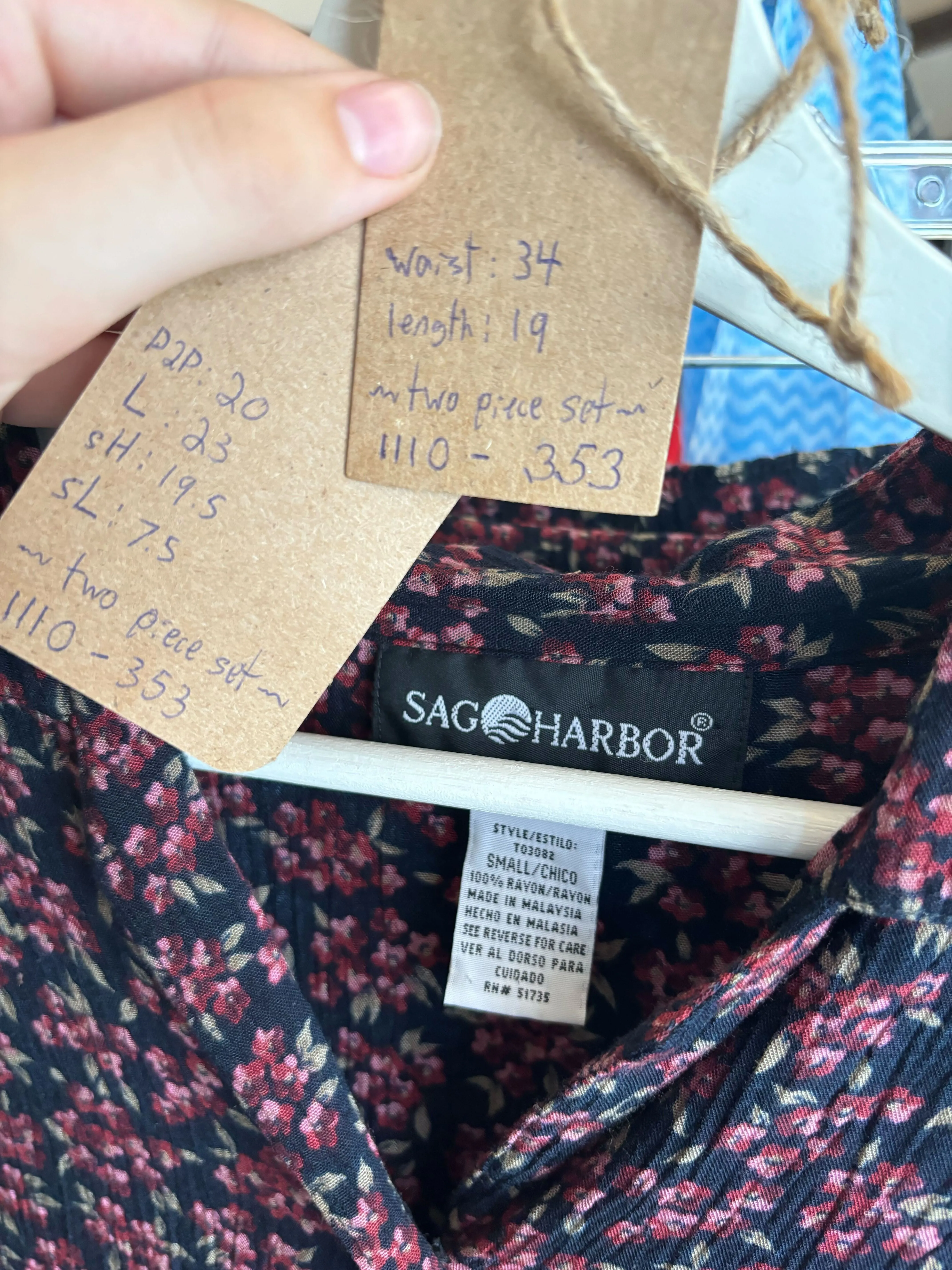 Cute 90's Vintage Rayon Floral Two Piece