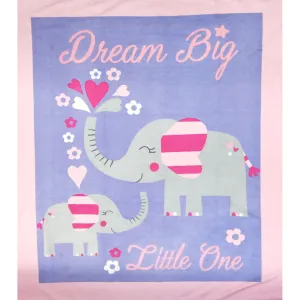 Cute Elephant on Purple Printed Polar Fleece Design 17 - 1.28M Panel