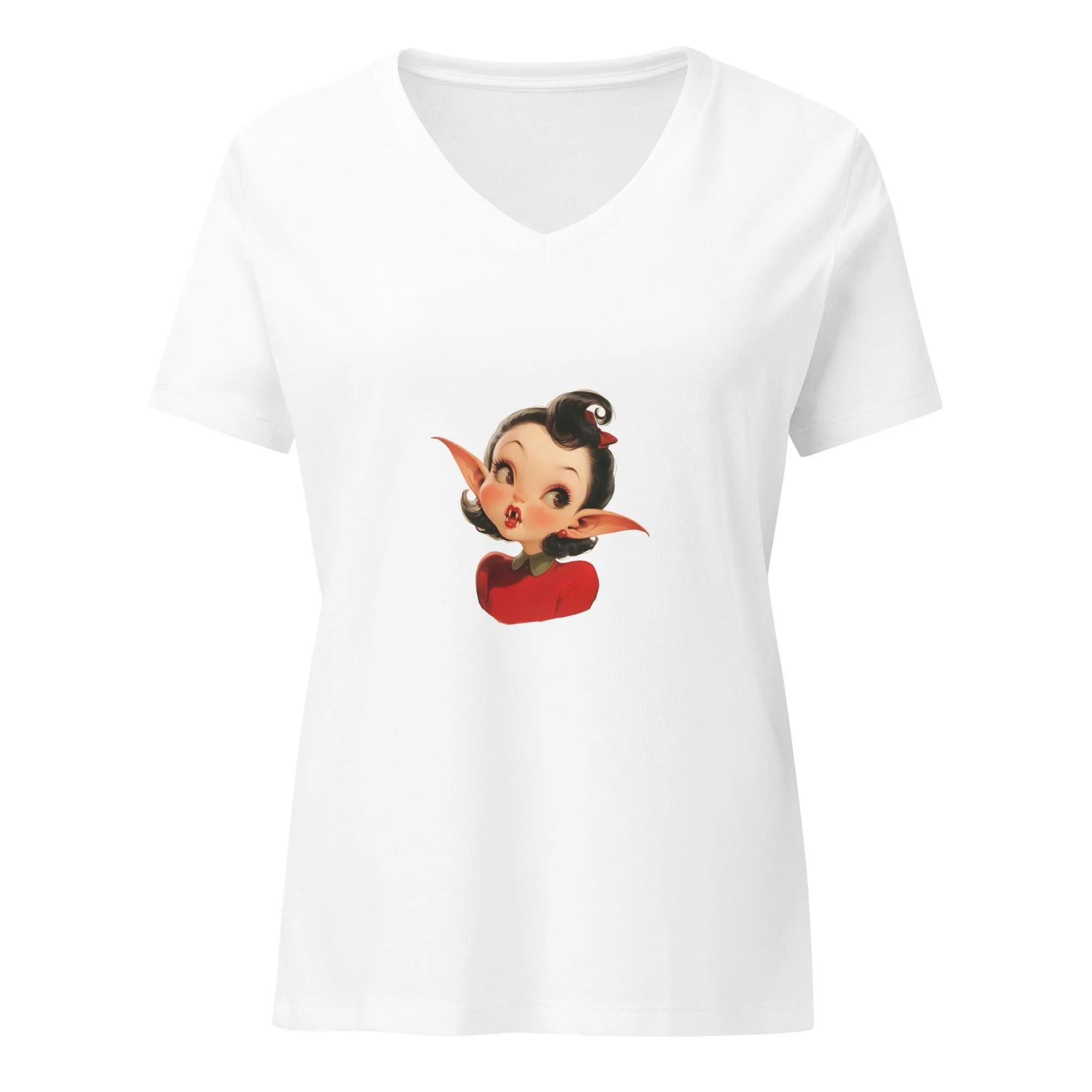 Cute Girl Vampire V-neck Tee