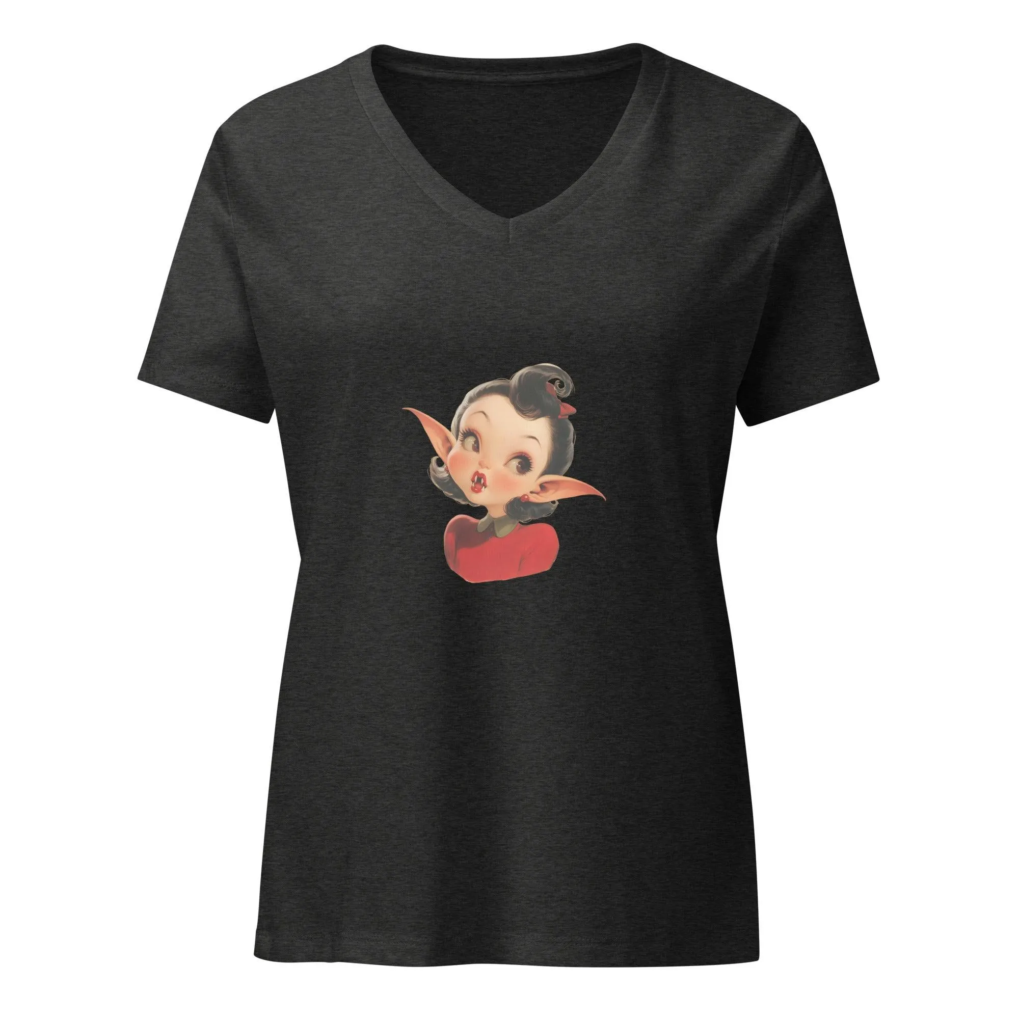 Cute Girl Vampire V-neck Tee