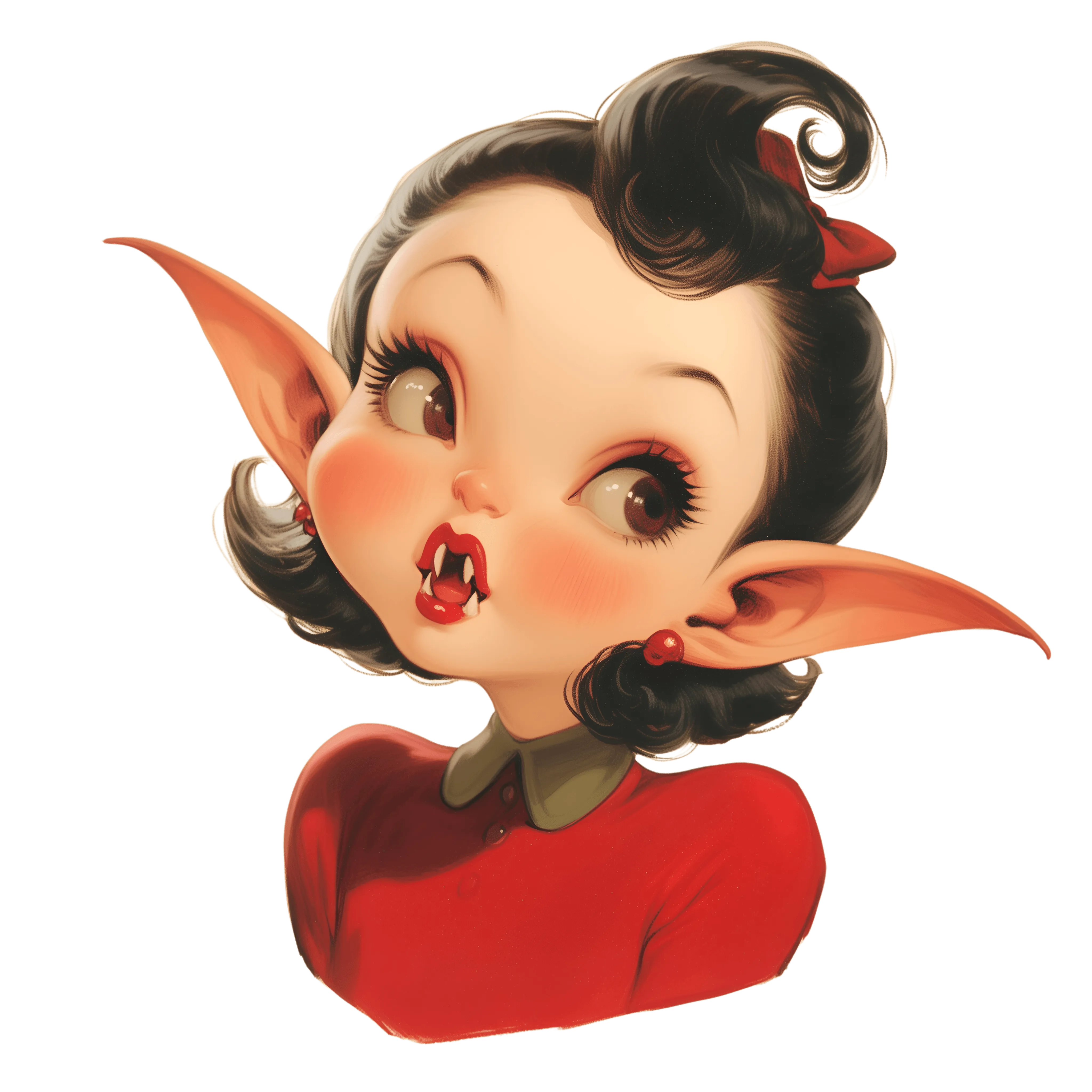 Cute Girl Vampire V-neck Tee