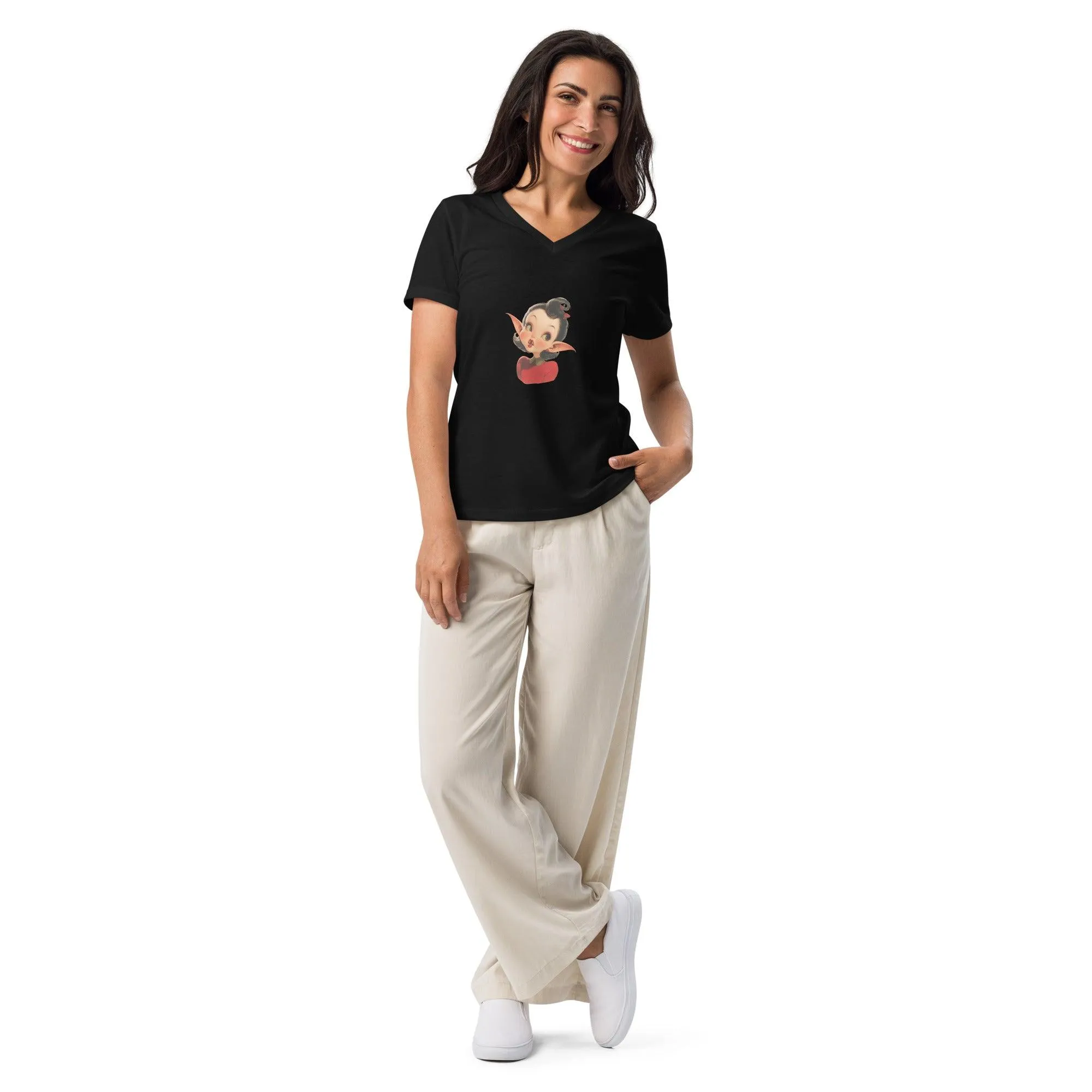 Cute Girl Vampire V-neck Tee