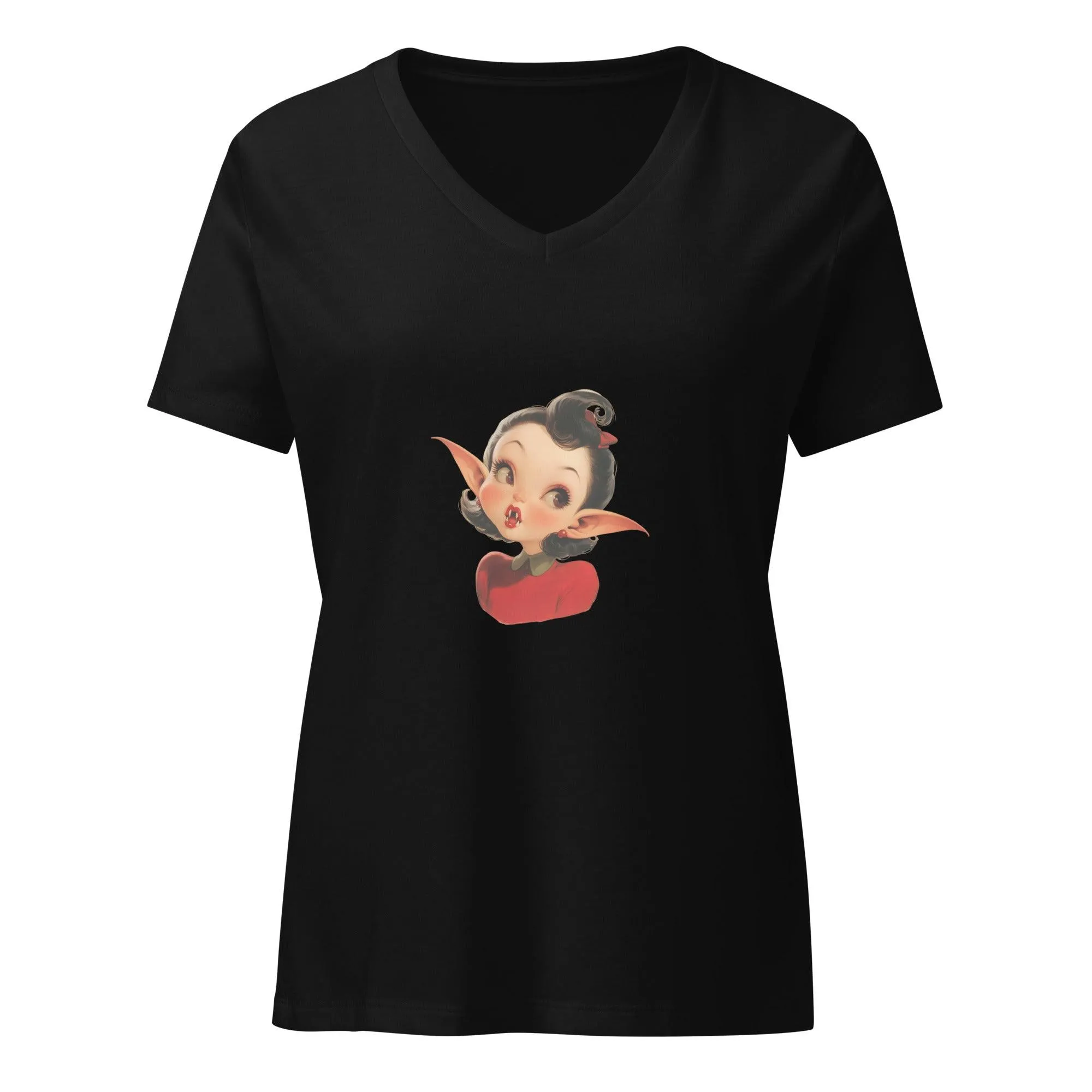 Cute Girl Vampire V-neck Tee
