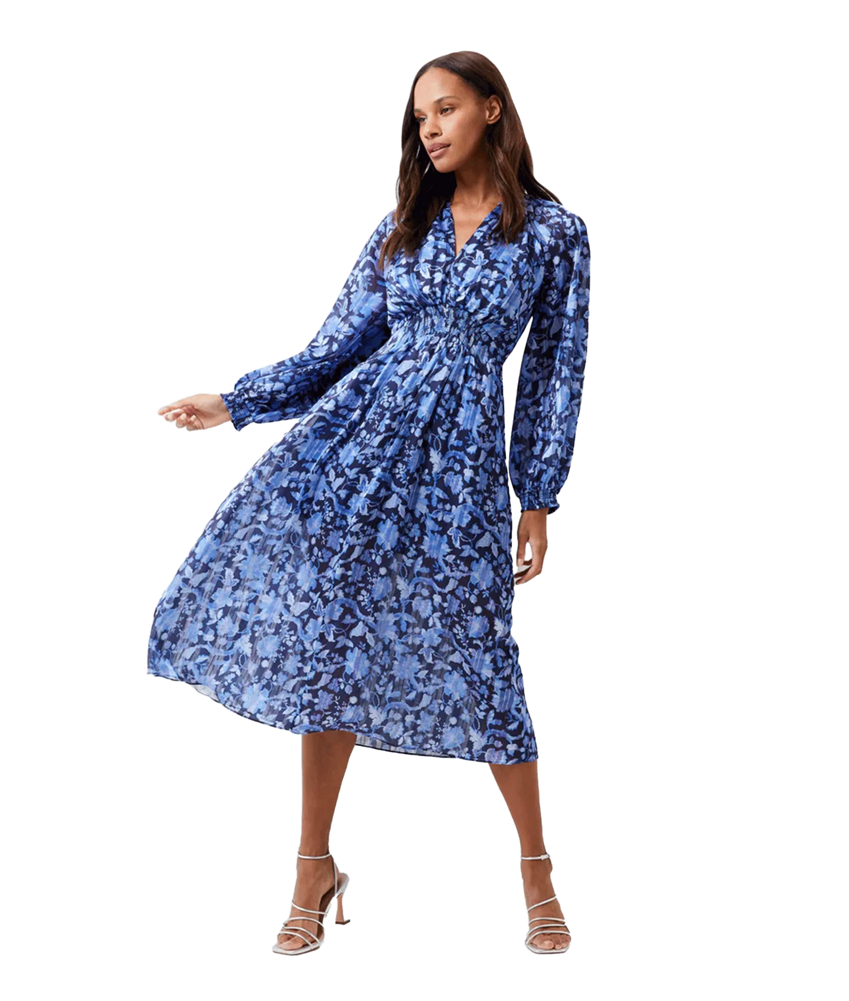 Cynthia Fauna Midi Dress - Midnight Blue