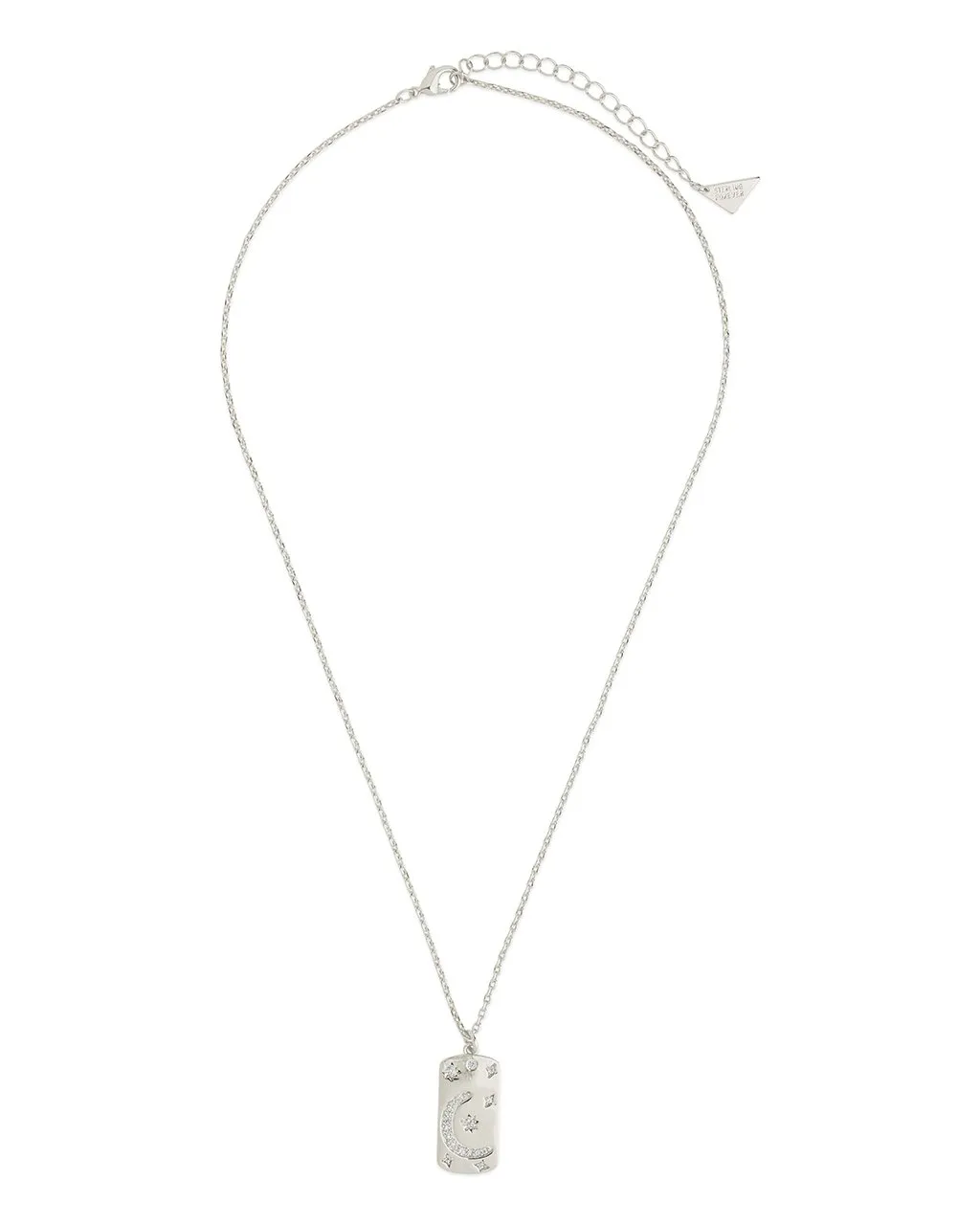 CZ Celestial Dog Tag Pendant Necklace