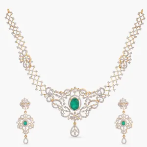 Daisy CZ Silver Necklace Set