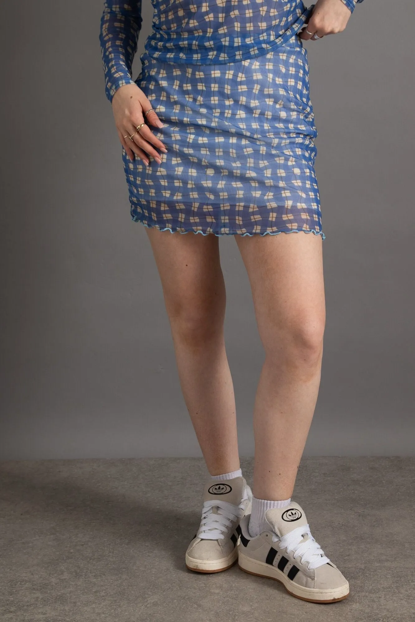 Daisy Street Blue Mesh Skirt