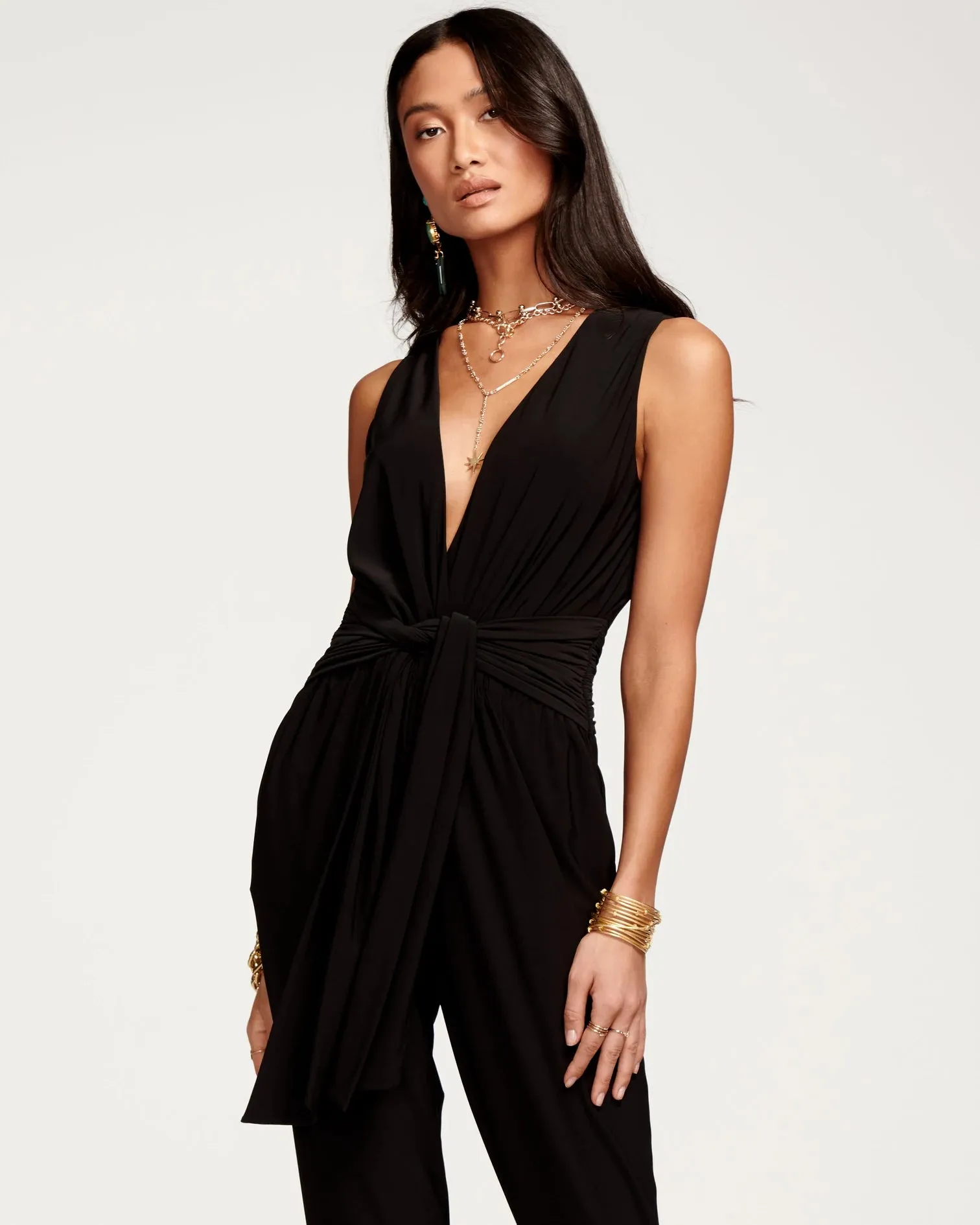 Daisy V Neck Jumpsuit - Black