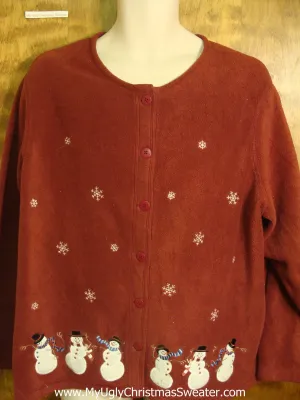 Dancing Snowmen Ugly Xmas Fleece Sweater