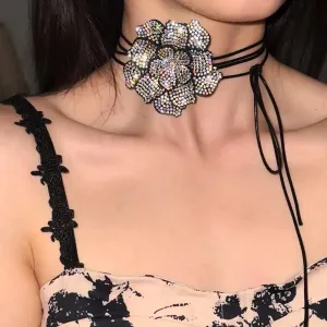 Danette Rhinestone Flower Necklace