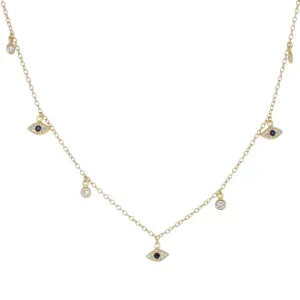 DANGLING EVIL EYE & CZ CHOKER