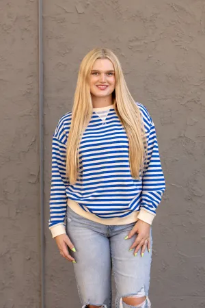 Darcie Striped Pullover | Blue/Cream
