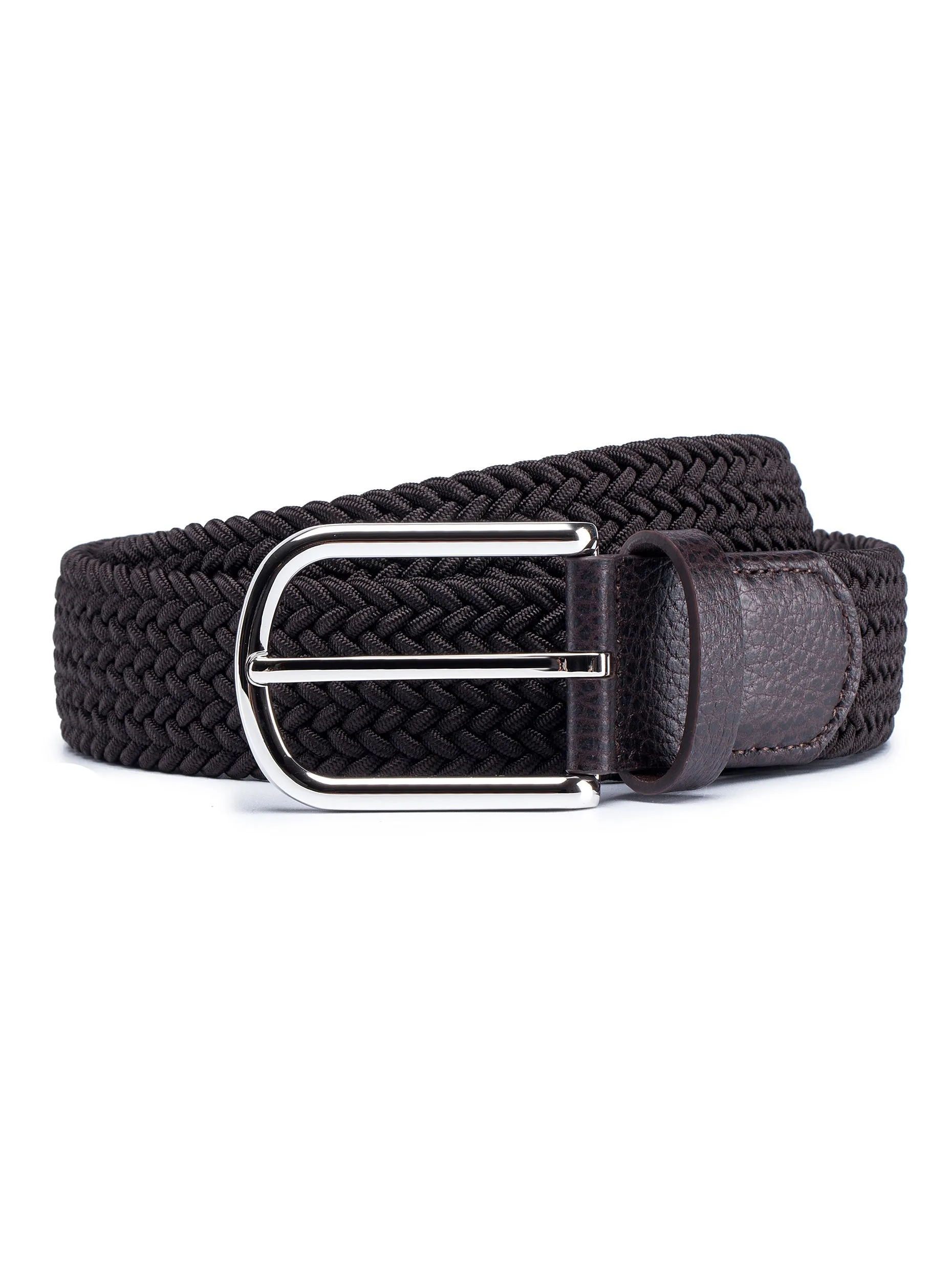 Dark Brown Stretch Braided Belt