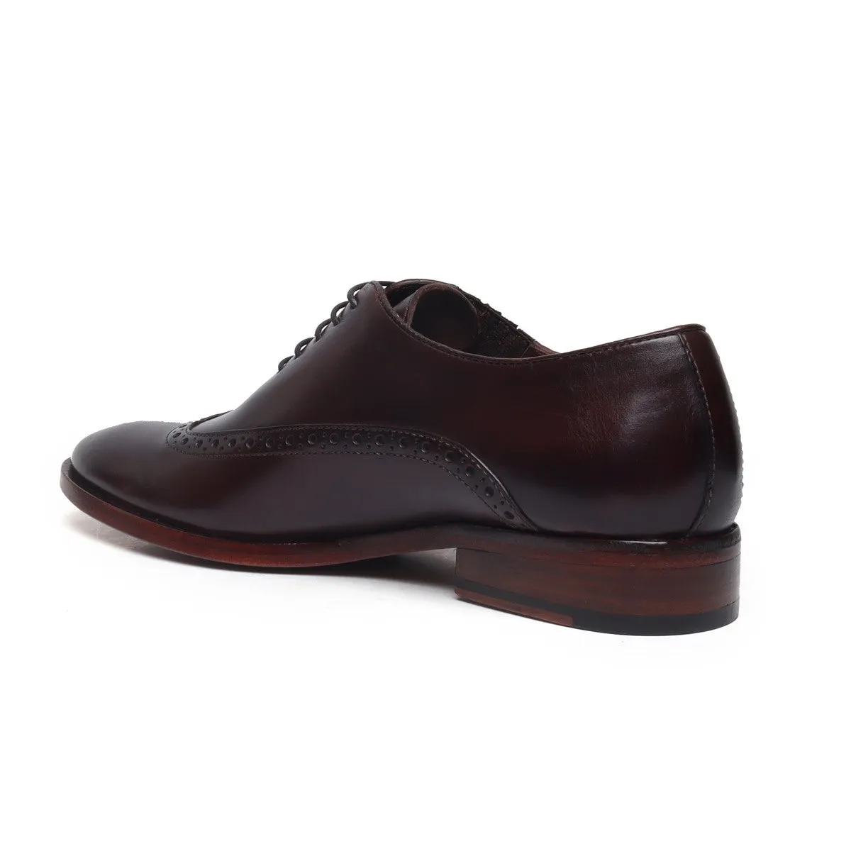 Dark Brown Wingtip Side Elastic Oxford with Leather Sole by Brune & Bareskin