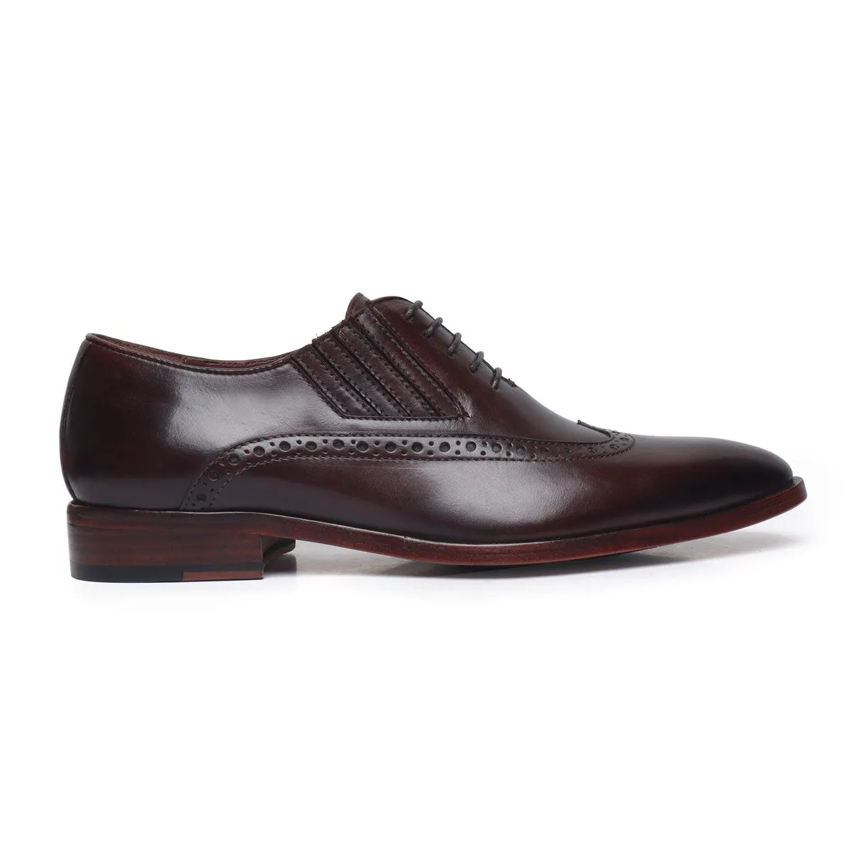 Dark Brown Wingtip Side Elastic Oxford with Leather Sole by Brune & Bareskin
