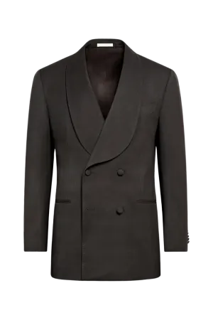 Dark Brown Wool Shawl Lapel Double Breasted Suit