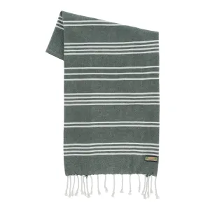 Dark Green Tea Towel with fringing - set of 2