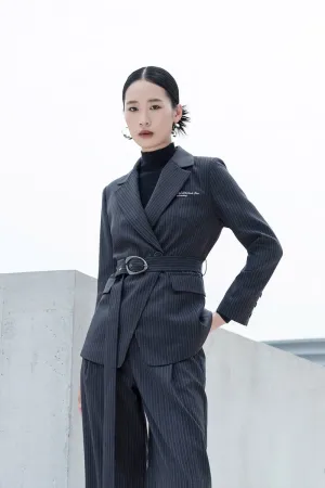 Dark Grey Stripe Suit Blazer