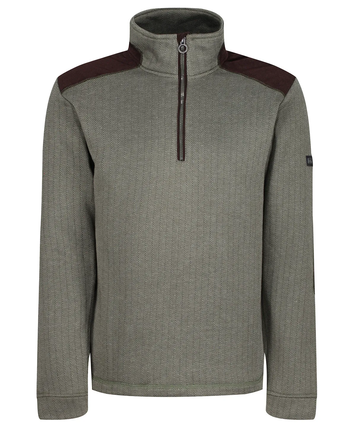 Dark Khaki - Holbeck half zip fleece