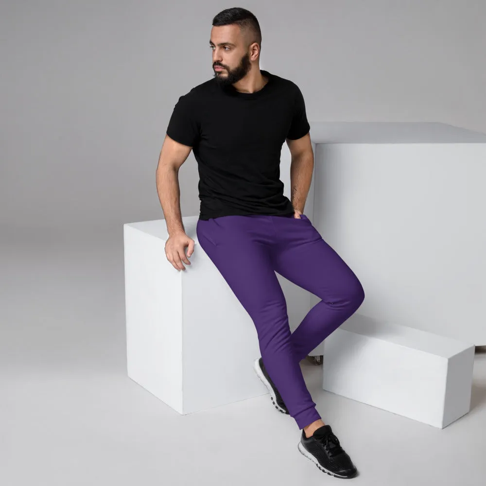 Dark Purple Men's Joggers, Solid Color Designer Fashion Sweatpants For Men-Made in EU/MX