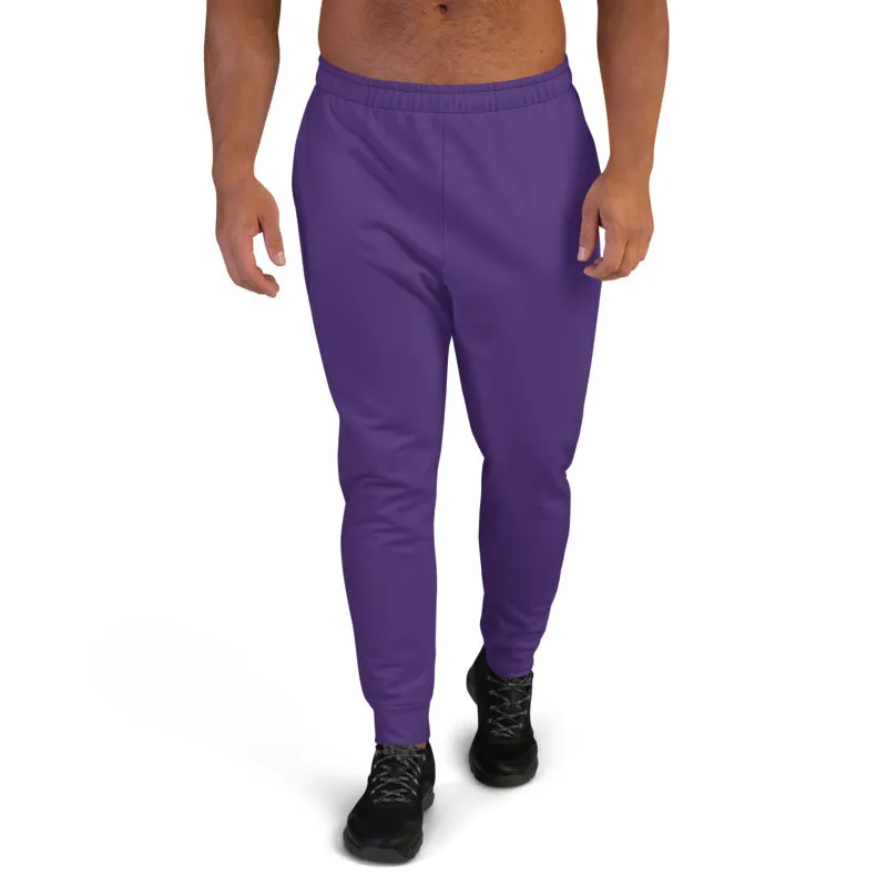 Dark Purple Men's Joggers, Solid Color Designer Fashion Sweatpants For Men-Made in EU/MX
