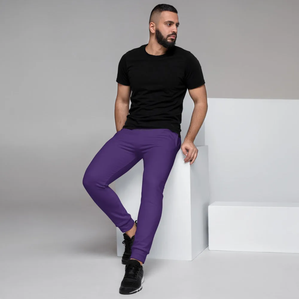 Dark Purple Men's Joggers, Solid Color Designer Fashion Sweatpants For Men-Made in EU/MX