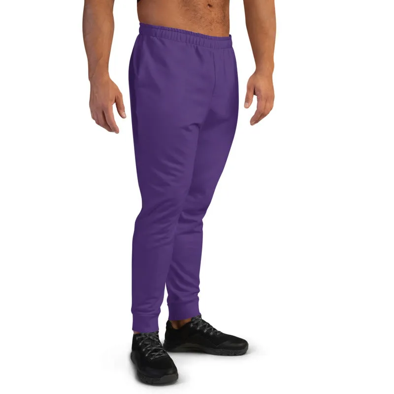 Dark Purple Men's Joggers, Solid Color Designer Fashion Sweatpants For Men-Made in EU/MX