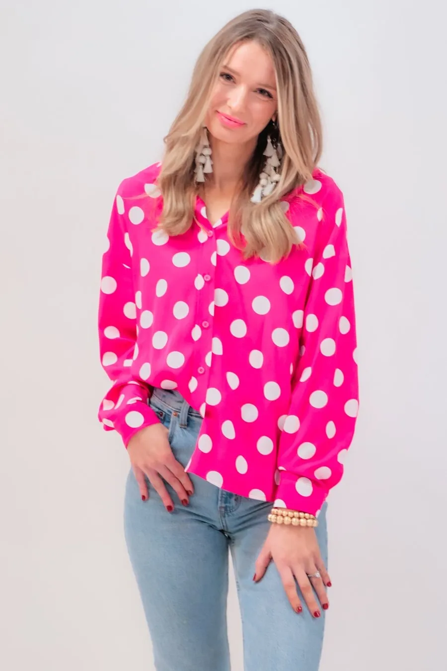 Darling Dot Button Up Top