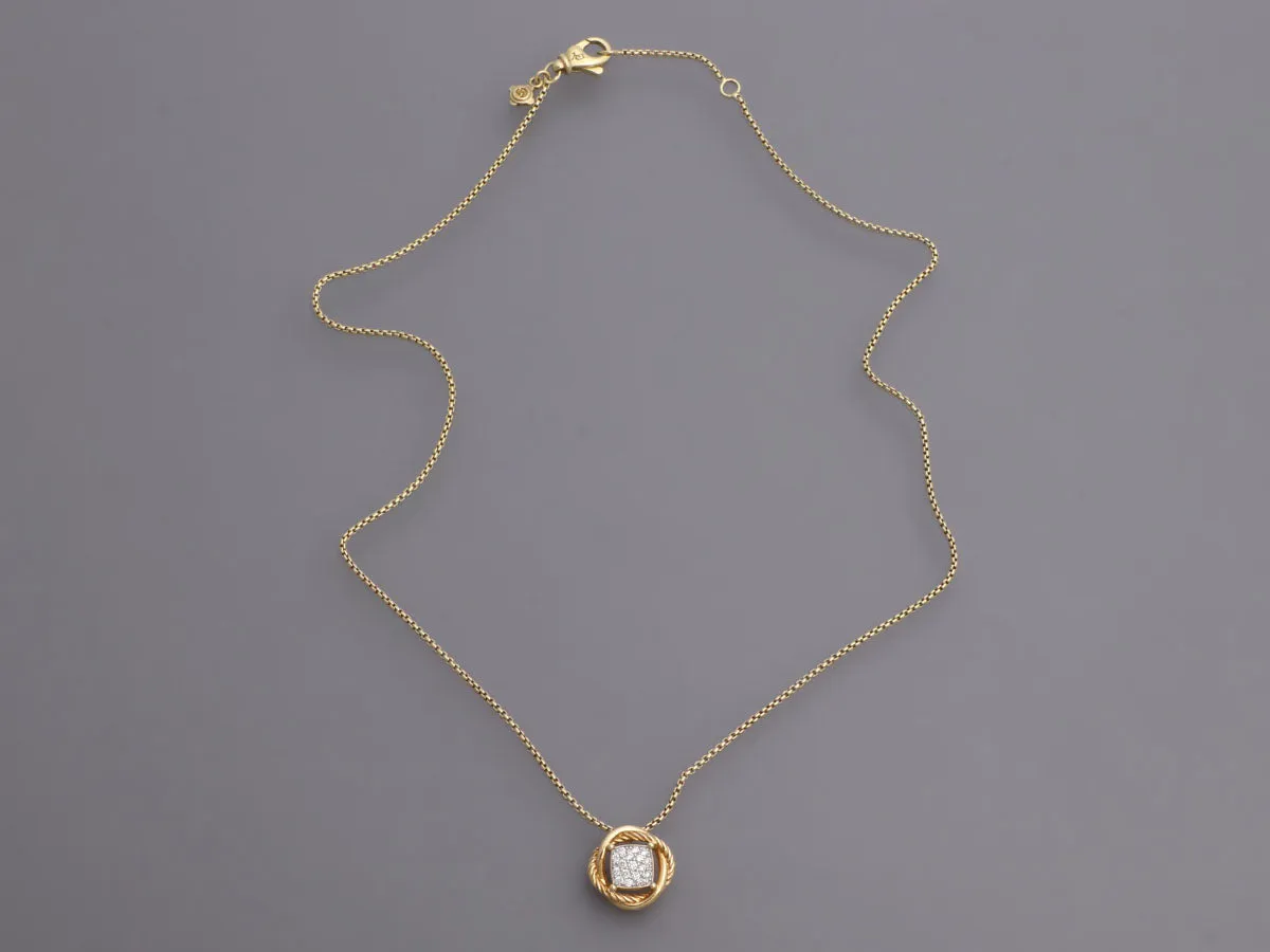 David Yurman Small 18K Yellow Gold Diamond Infinity Pendant Necklace