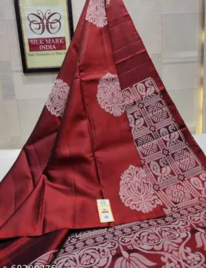 Dazzling Red Soft Silk Saree With Intricate Blouse Piece