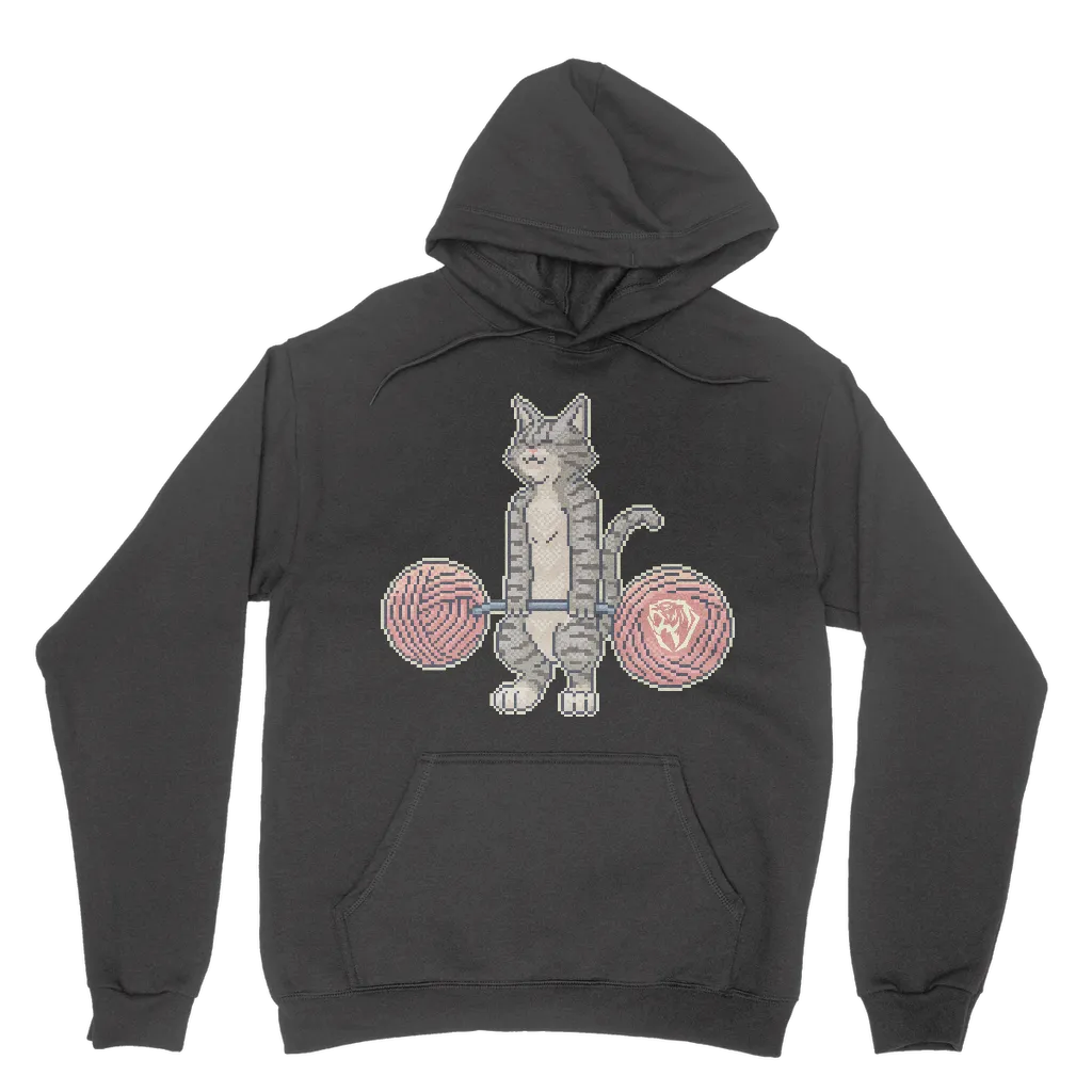 Deadlifting Tabby Cat [Pixel edition] Hoodie