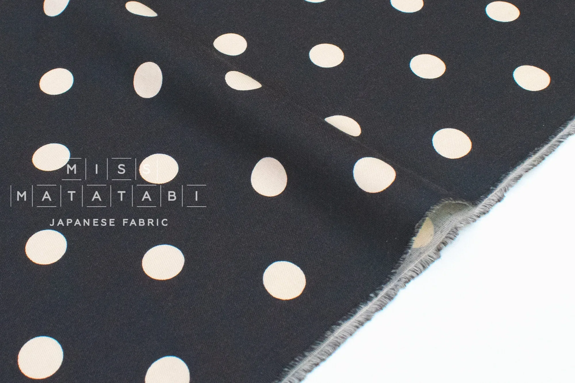 DEADSTOCK Polka Dots Brushed Cotton - black, cream