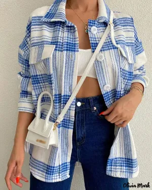 Deanwangkt - Plaid button-up jacket with front pocket