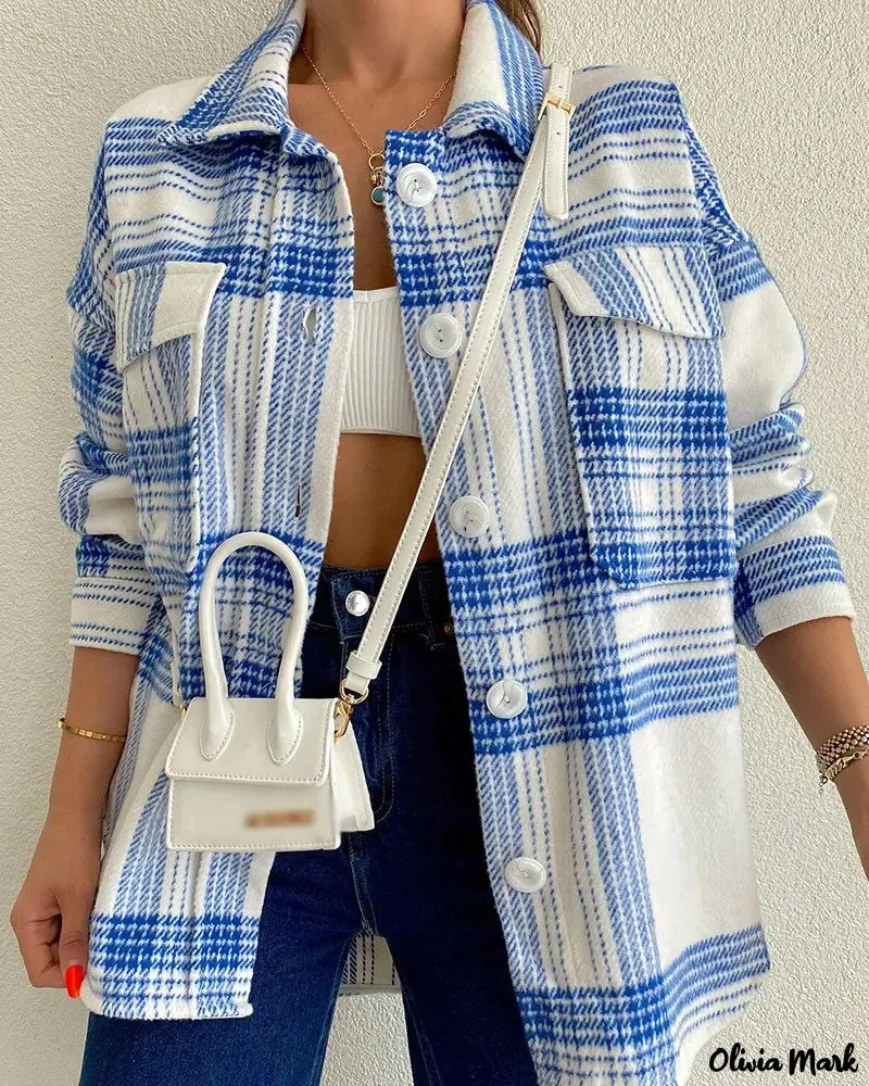 Deanwangkt - Plaid button-up jacket with front pocket