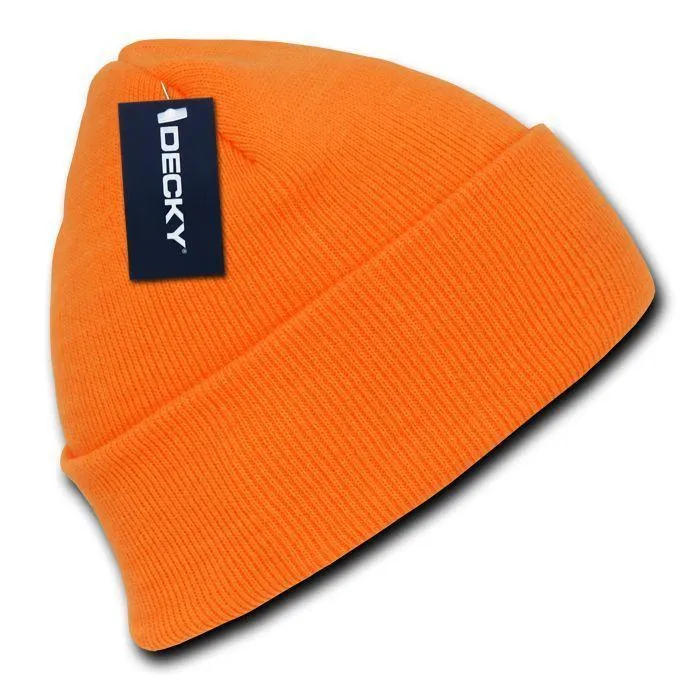 Decky Bright Neon Long Cuffed Beanies Knit Ski Skull Caps Hats Snowboard Winter