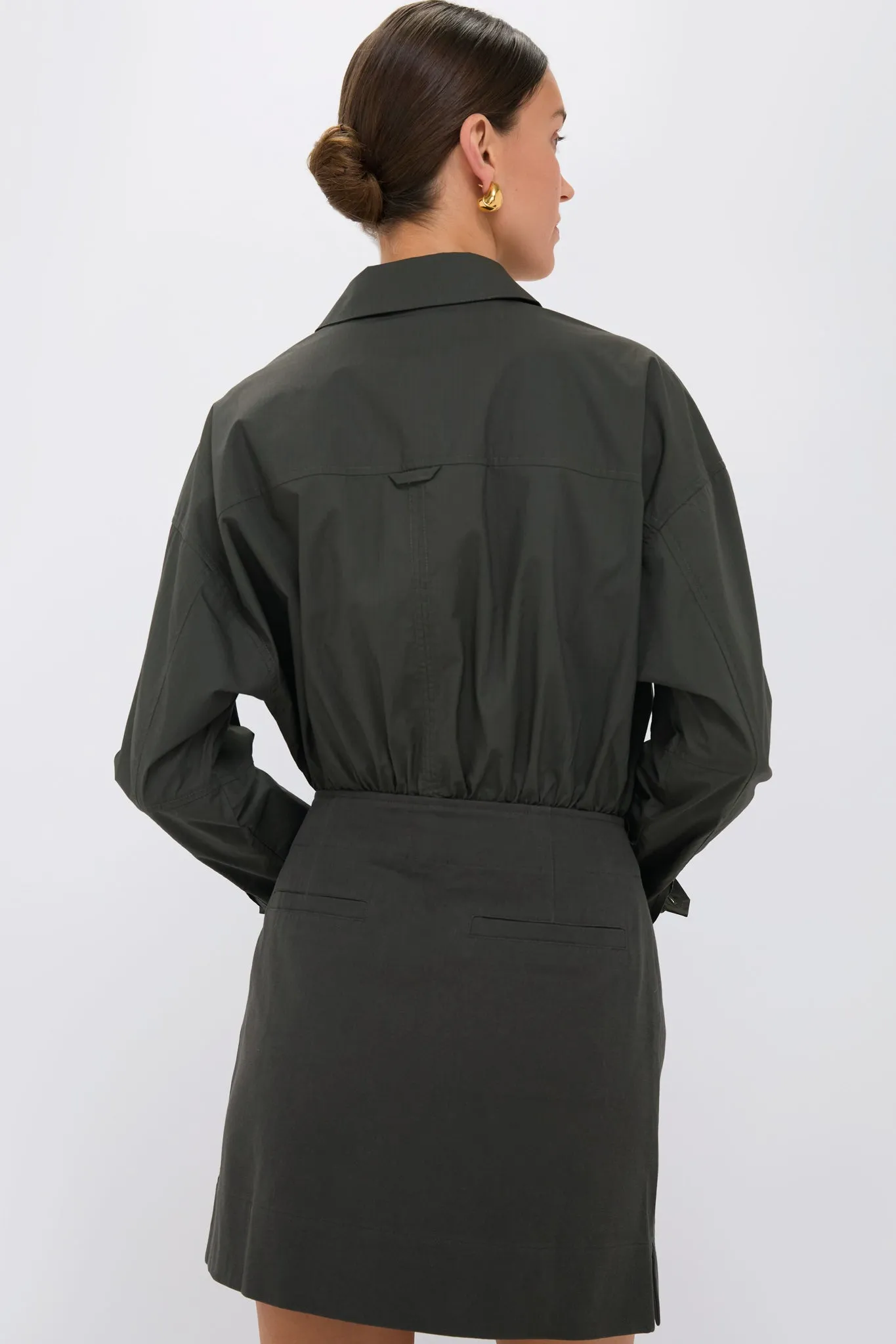 Deep Olive La Reina Mini Shirt Dress