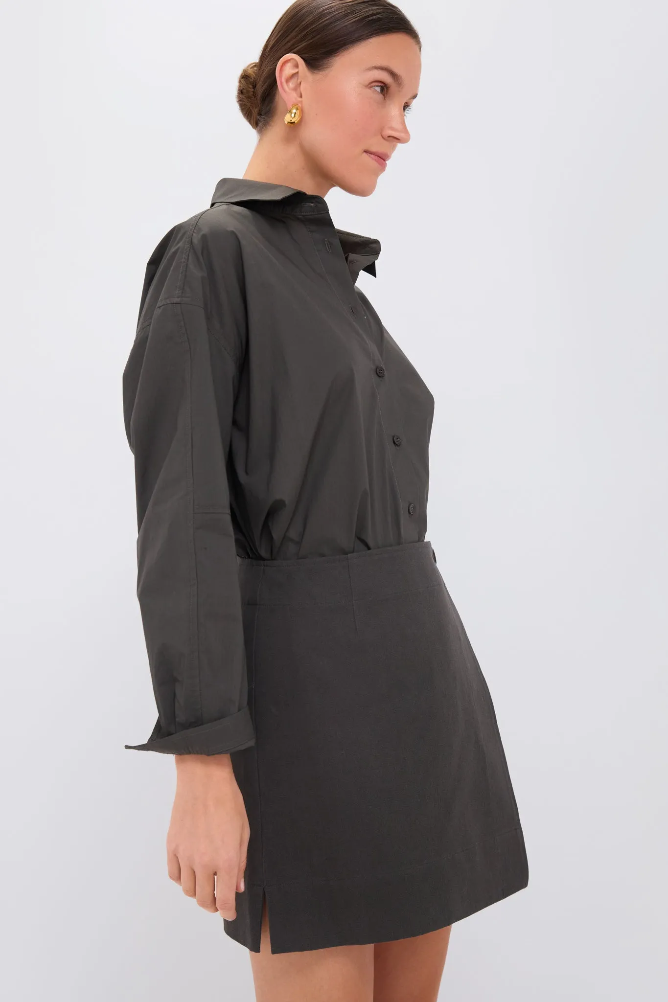 Deep Olive La Reina Mini Shirt Dress