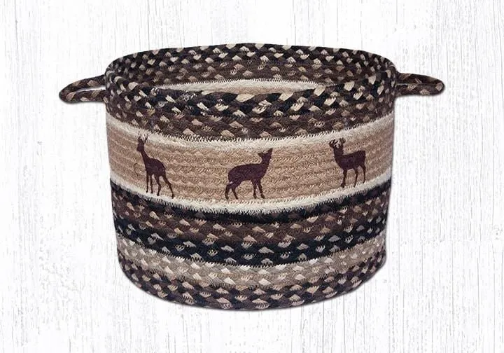 Deer Silhouettes Braided Jute Utility Baskets
