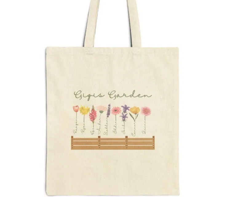 Delicate Personalized Flower Cotton Canvas Tote Bag