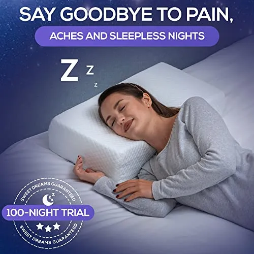della Cuboid Side Sleeper Pillow - Innovative Ergonomic Design for Head & Neck Alignment - Soft Ventilated Memory Foam for Ultimate Comfort & Cooling All Night Long (Bamboo Fabric)