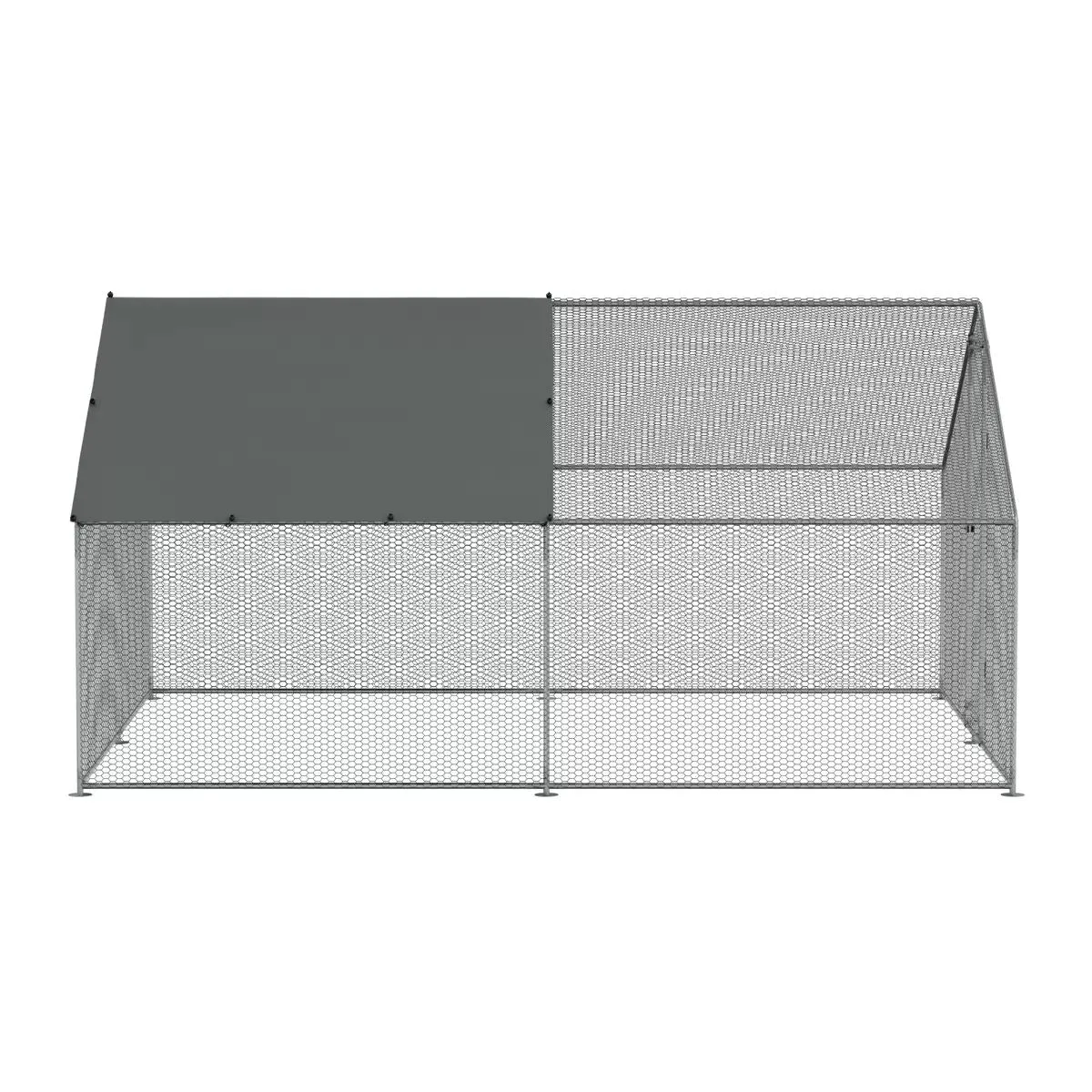Dellonda DG279 3 x 4 x 2m Walk-In Chicken Run, Galvanized Steel, Roof Cover & PVC Coated Chicken Wire