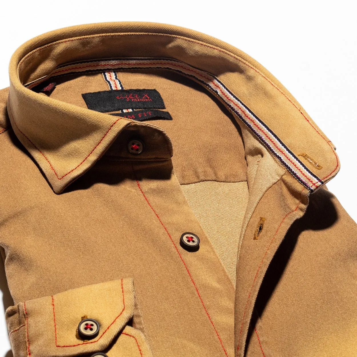 Denim Stretch Button Down Shirt - Construction Beige